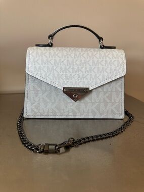 Michael Kors White Mini Top-Handle Chain Bag